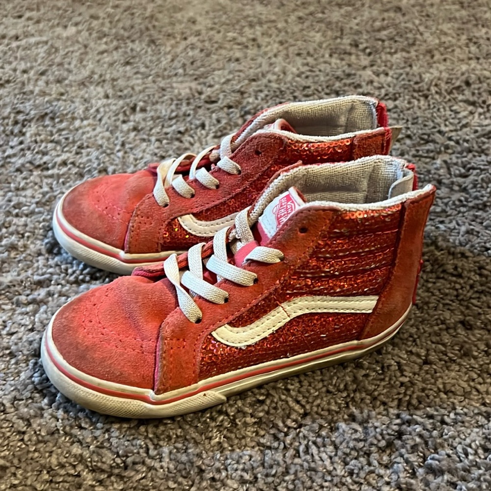 Vans toddler sparkly pink high tops